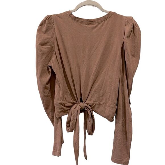 Open Edit Puff Sleeve Knot Front Crop Cropped Top Long Sleeve XS​​​ - Picture 7 of 9